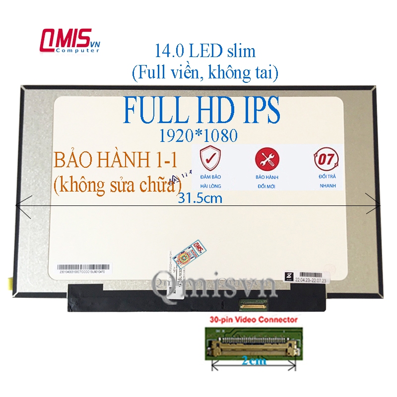 Màn hình laptop 14 inch LED slim 30 pin FULL HD IPS, Huawei MATEBOOK D 14 D14