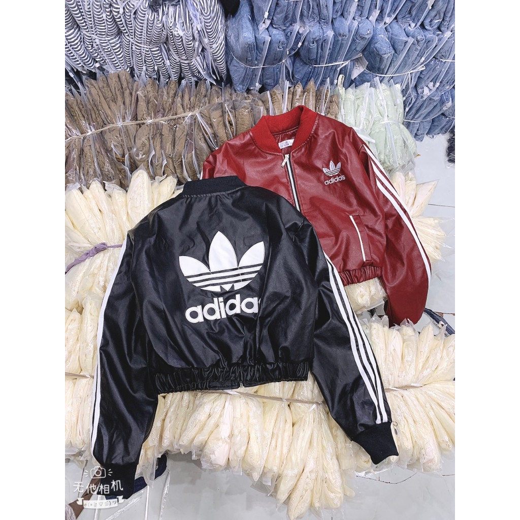 Áo khoác da bo eo 2 lớp logo thêu siêu chất - Anna.Store