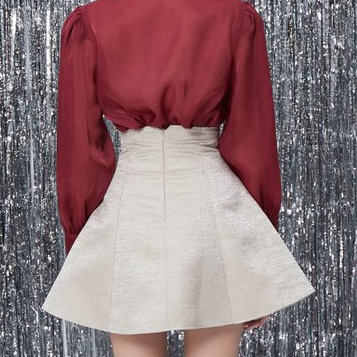 Chân Váy Xoè Bồng Xếp Tay Xiết Eo Eo Cao Khoá Kéo Phía Sau Lót Lụa Nhật Peany Skirt | NYA STUDIO