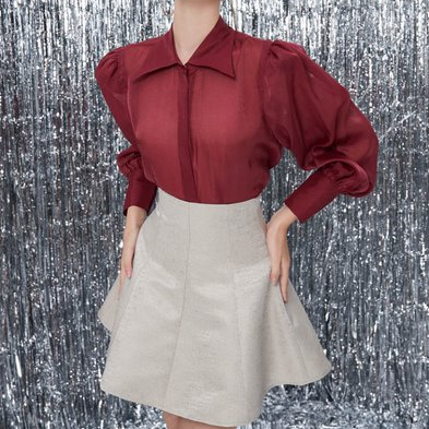 Chân Váy Xoè Bồng Xếp Tay Xiết Eo Eo Cao Khoá Kéo Phía Sau Lót Lụa Nhật Peany Skirt | NYA STUDIO