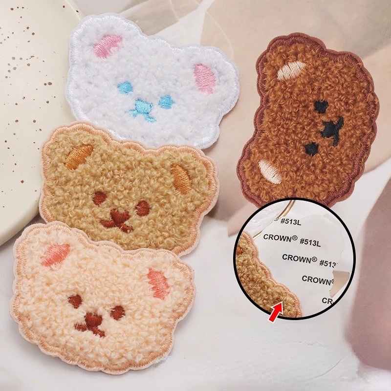 ￼Mác gấu, miếng dán hình gấu trang trí quần áo khăn