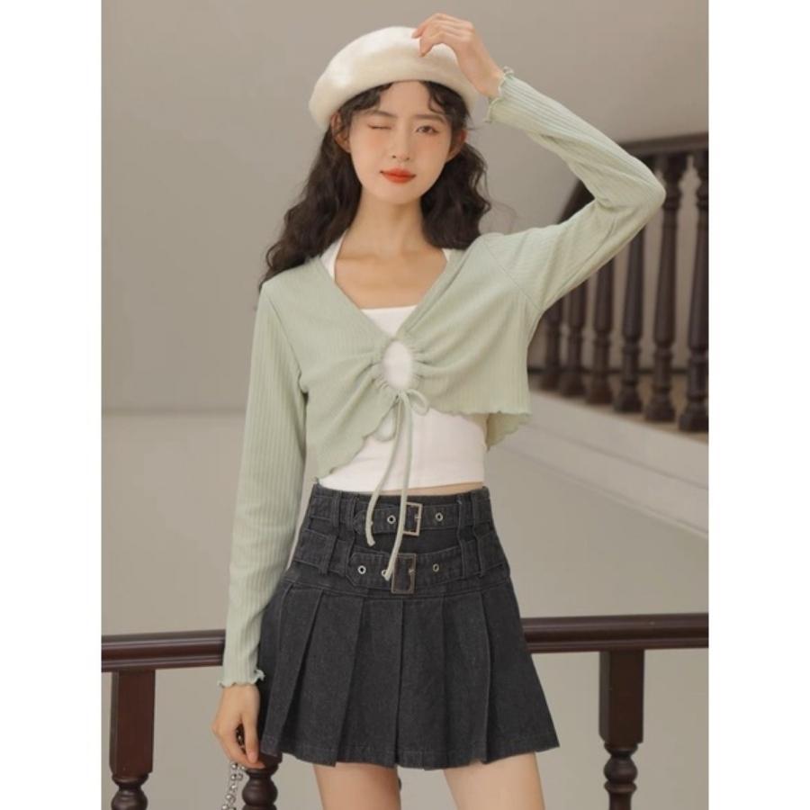 Áo croptop nữ tay dài ôm body cổ tròn kiểu len tăm đẹp siêu xinh bigsize LAVAMO CT052