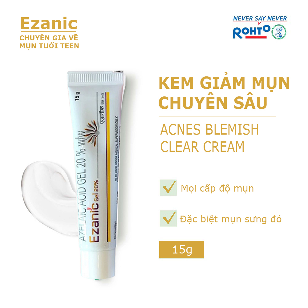 Gel Ezanic giúp hỗ trợ ngừa mụn giảm thâm Ezanic Gel 20 Azelaic Acid tuýp dung tích 15 gram
