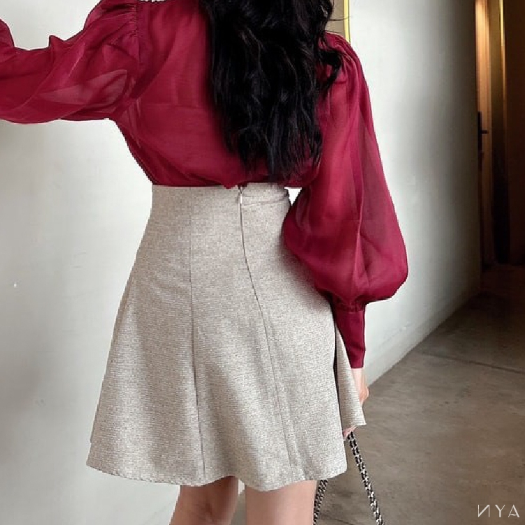 Chân Váy Xoè Bồng Xếp Tay Xiết Eo Eo Cao Khoá Kéo Phía Sau Lót Lụa Nhật Peany Skirt | NYA STUDIO