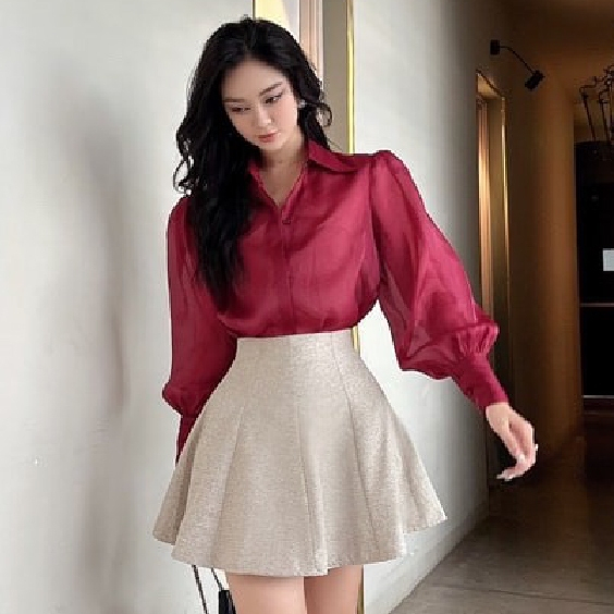 Chân Váy Xoè Bồng Xếp Tay Xiết Eo Eo Cao Khoá Kéo Phía Sau Lót Lụa Nhật Peany Skirt | NYA STUDIO