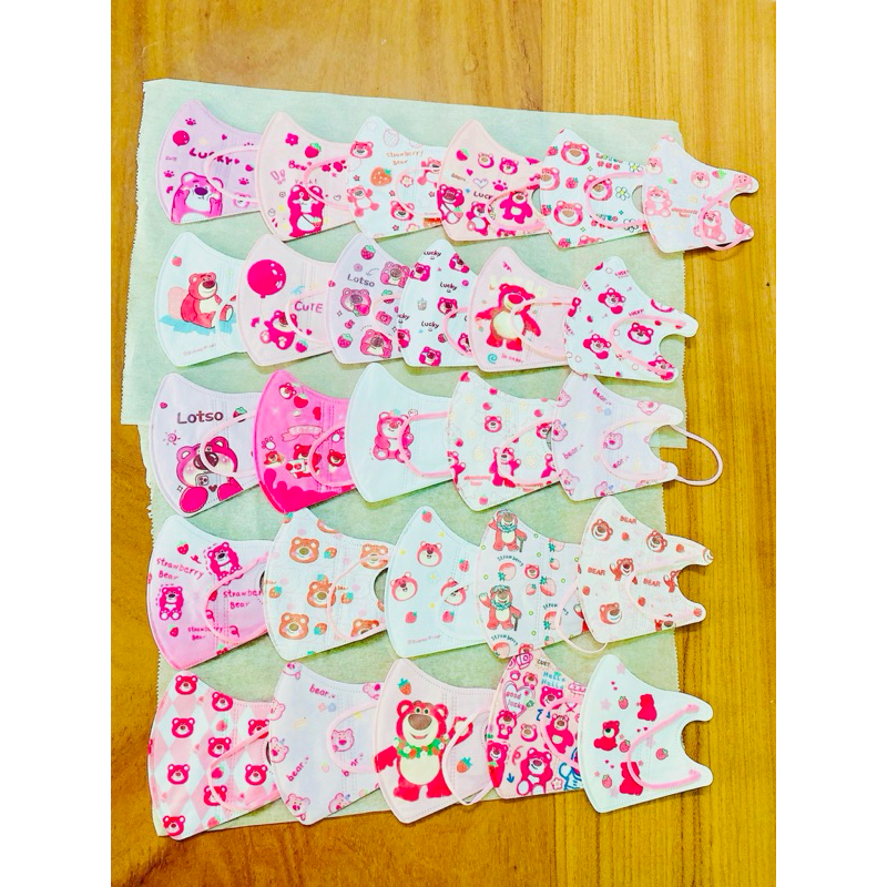 Khẩu trang gấu dâu cho bé 3-10 tuổi