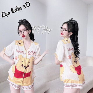 Đồ ngủ mặc nhà lụa quần đùi hoạ tiết size <57kg tuỳ chiều cao