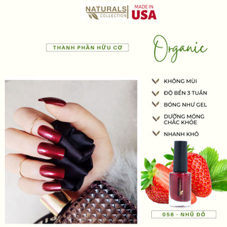 Sơn dưỡng thành phần hữu cơ phục hồi móng yếu, hư tổn USA NATURALS COLLECTION màu đỏ có nhũ  - 7.5ml - 056