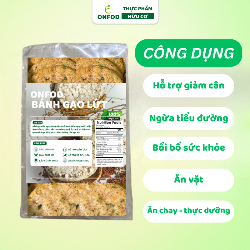 Bánh gạo lứt rong biển hữu cơ ONFOD ăn kiêng giảm cân cho người tiểu đường mẹ bầu eat clean 125g 24 cái