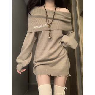[Sẵn M,L] Váy Len Thu Đông Trễ Vai Tay Dài Thiết Kế  Phong Cách Sweet Girls