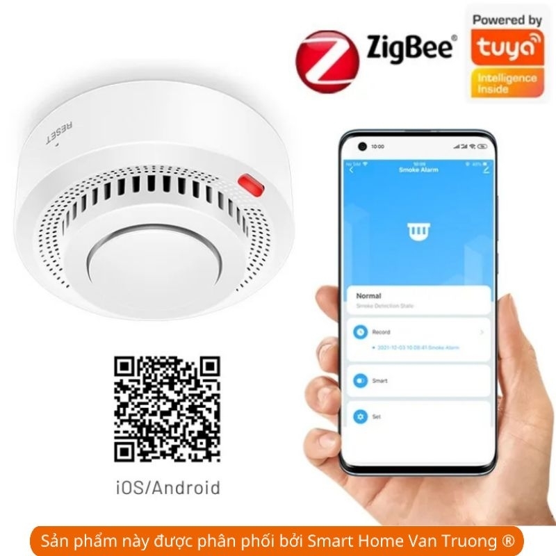 Loa cảnh báo phát hiện khói Zigbee tuya smoke detector có thông báo điện thoại dùng pin dễ lắp đặt ở mọi nơi trong nhà
