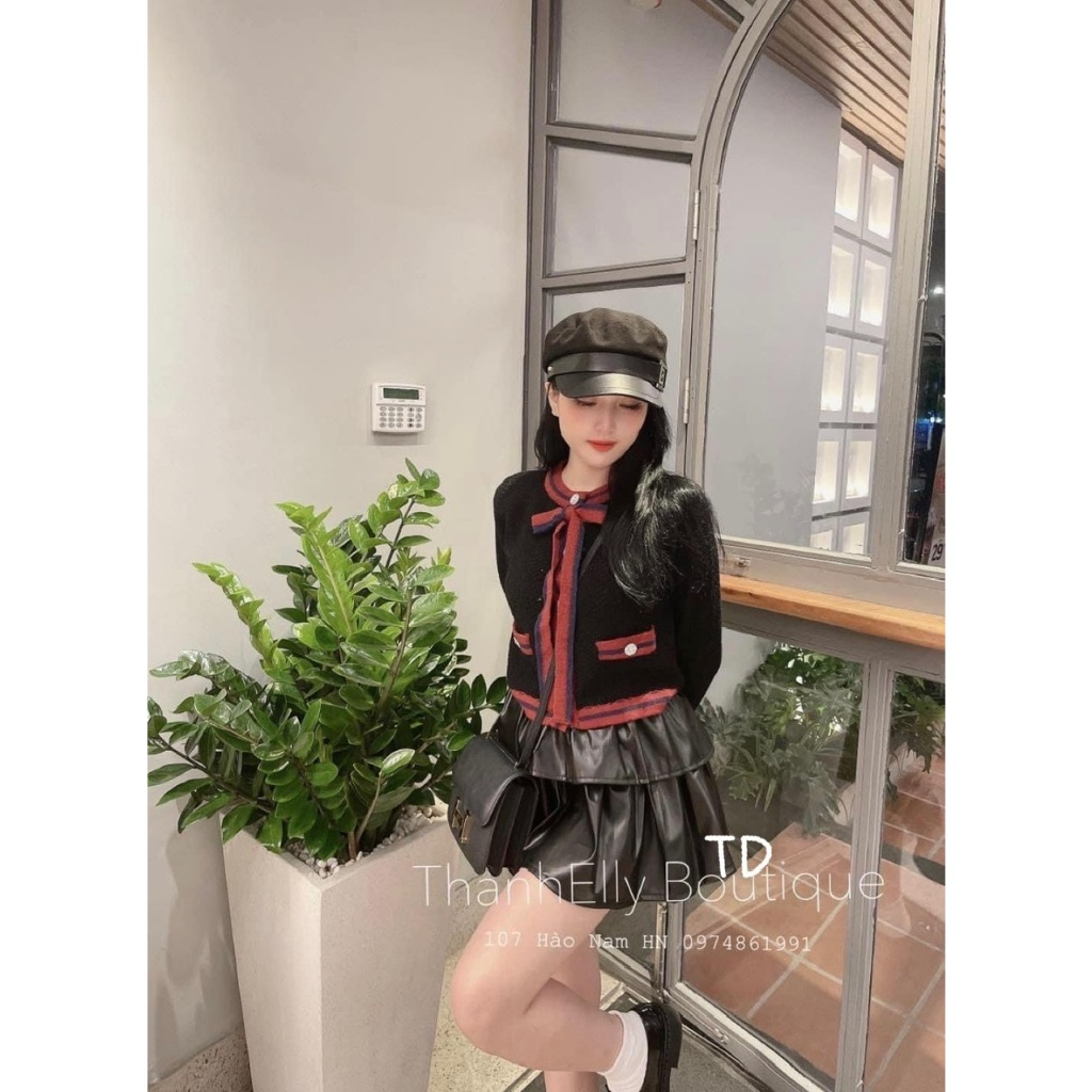 Áo Len Cardigan Buộc Nơ Cúc Ngọc Bánh Bèo Dễ Thương Freesize