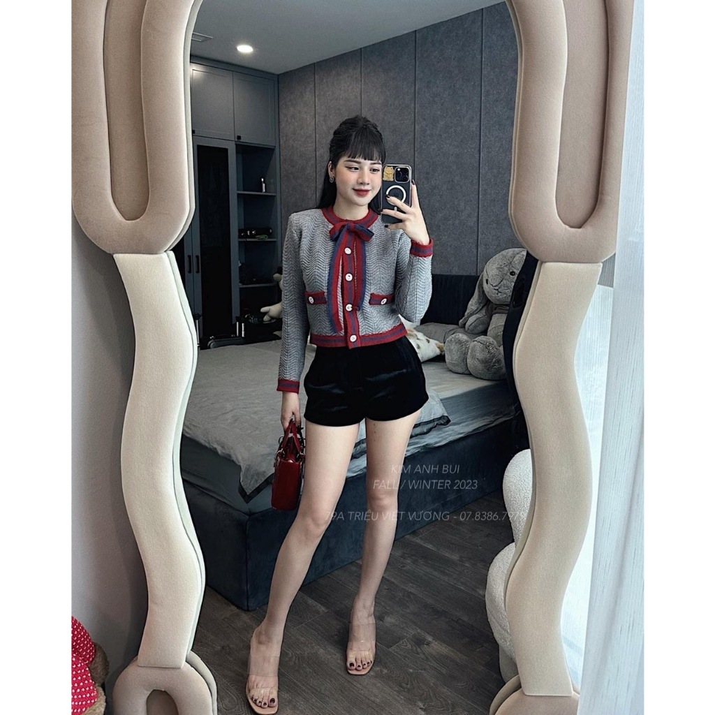 Áo Len Cardigan Buộc Nơ Cúc Ngọc Bánh Bèo Dễ Thương Freesize