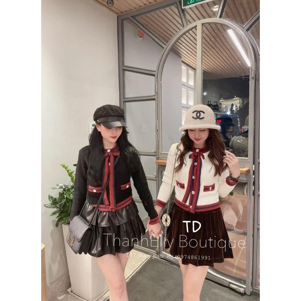 Áo Len Cardigan Buộc Nơ Cúc Ngọc Bánh Bèo Dễ Thương Freesize