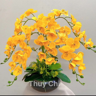 Hoa giả,hoa lụa - Bông lan hồ điệp lụa 9 bông - Lan hồ điệp lụa cao cấp - Thuỳ Chi Decor