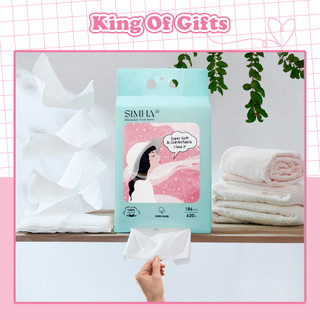 Khăn giấy rút simha đa năng dạng rút 100% vải viscose dùng 1 lần an toàn cho bé lau mặt và lau tay túi rút 186 tờ