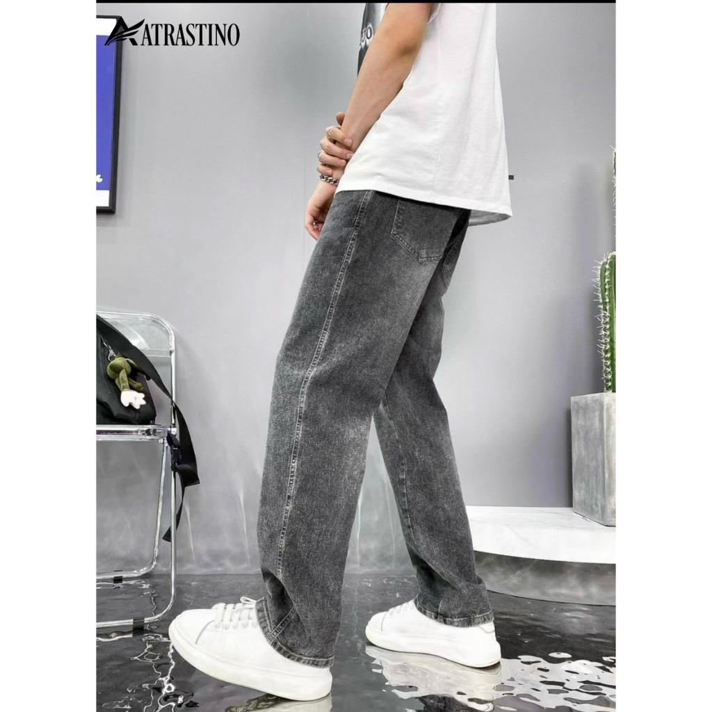 Quần jean nam cạp cao ống suông rộng Atrastino, quần bò baggy nam phom xuông chất jeans mềm, dày dặn xu hướng 2023