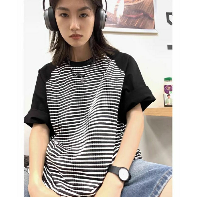 Áo thun stee unisex RAGLAN cổ tròn tay lở STRIPRAG TSP LUX |TAYSONE|