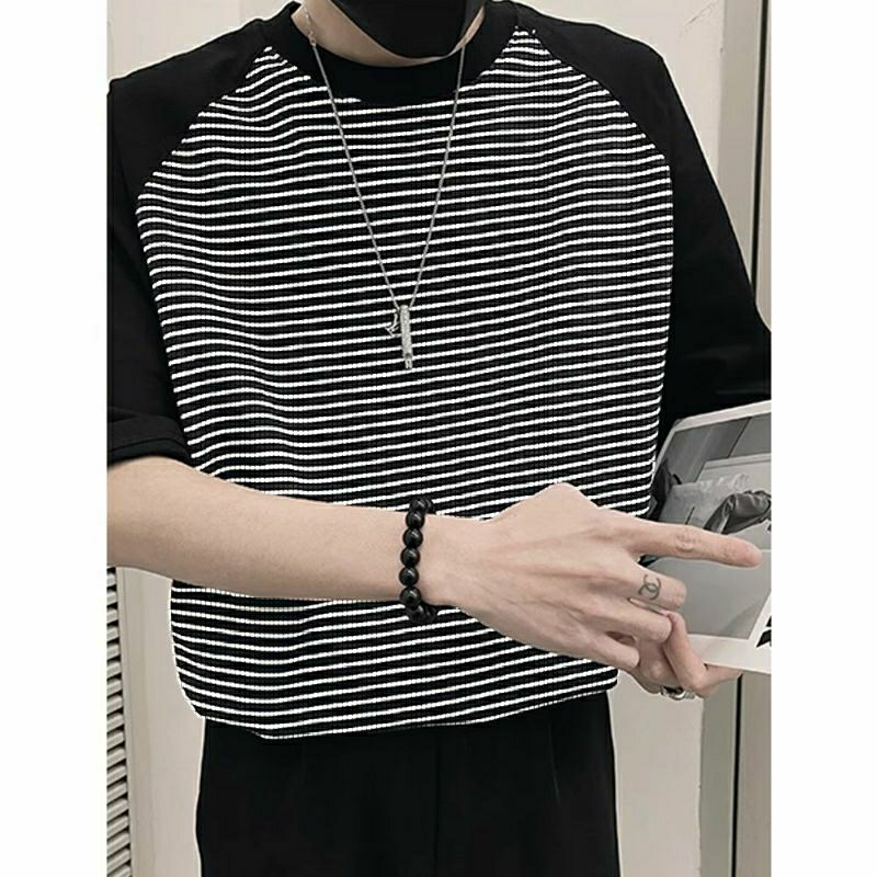 Áo thun stee unisex RAGLAN cổ tròn tay lở STRIPRAG TSP LUX |TAYSONE|