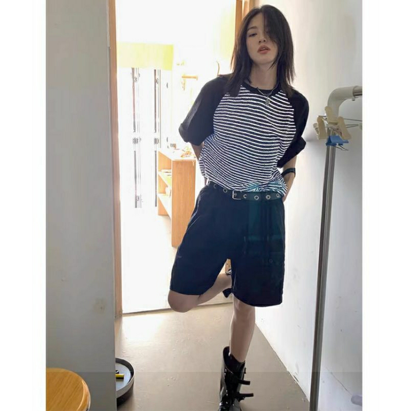 Áo thun stee unisex RAGLAN cổ tròn tay lở STRIPRAG TSP LUX |TAYSONE|