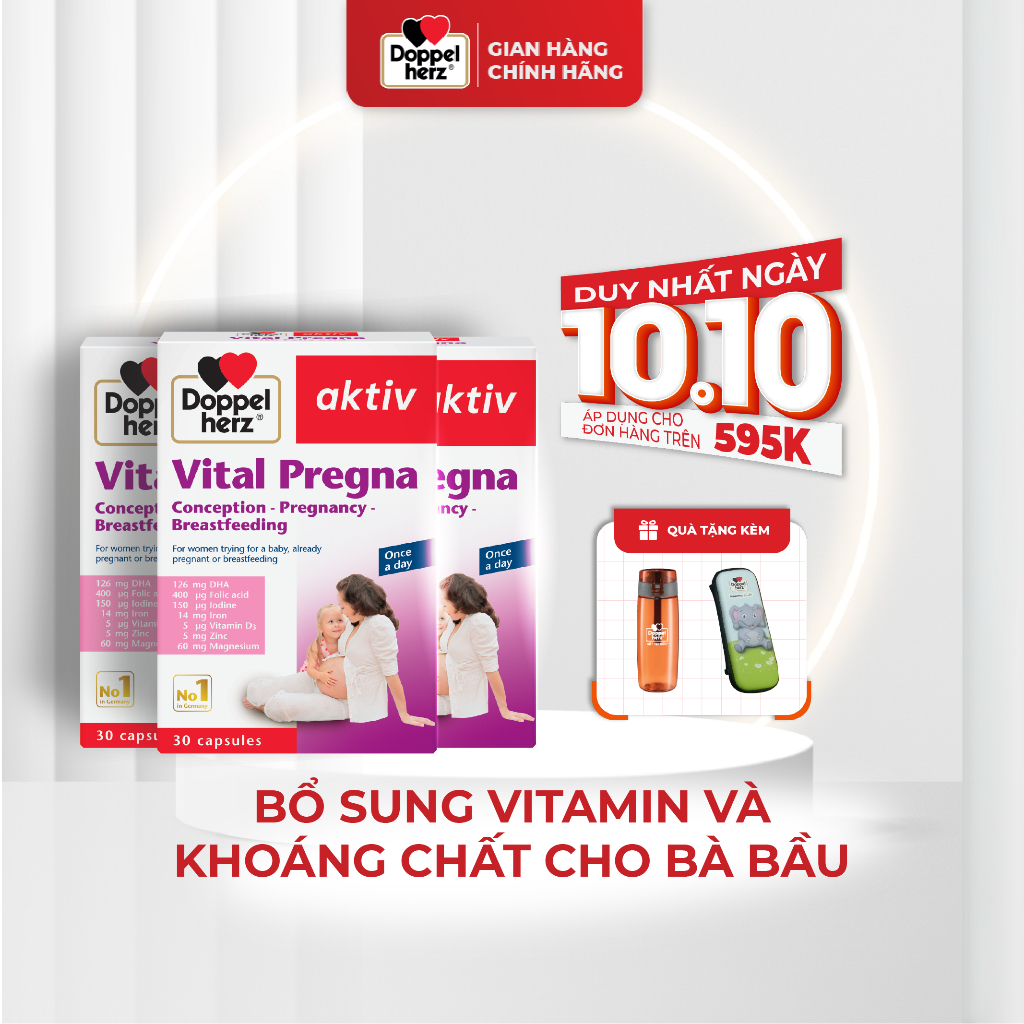 Combo 03 hộp viên uống bổ sung Vitamin và khoáng chất cho bà bầu Doppelherz Aktiv Vital Pregna (03 hộp, 30 viên/hộp)