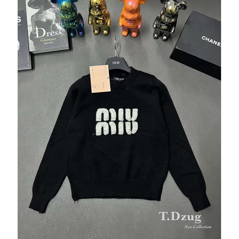Áo len tay dài đính đá miu.miu QCCC
