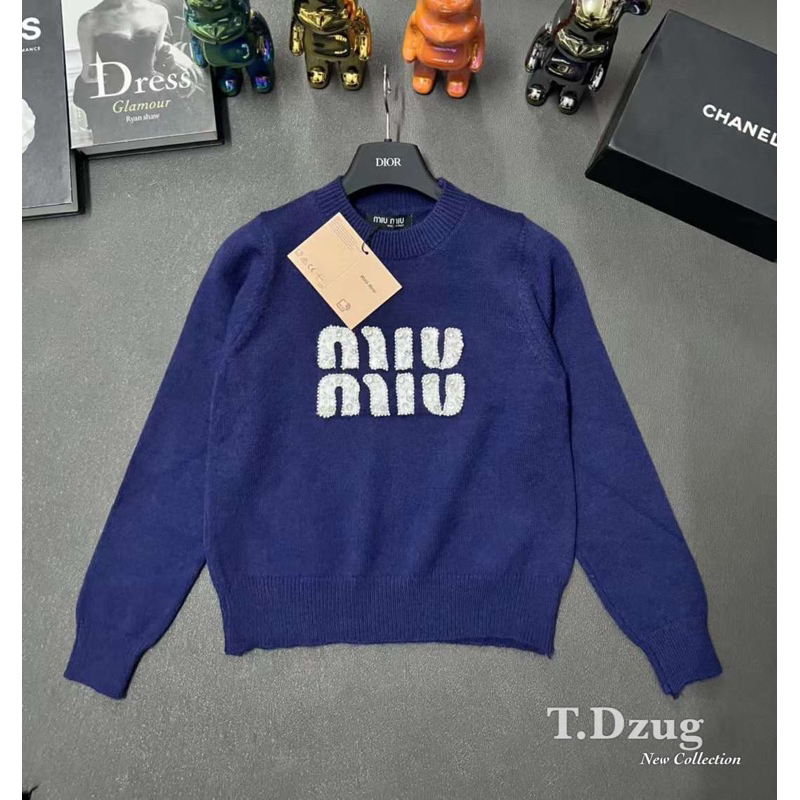 Áo len tay dài đính đá miu.miu QCCC