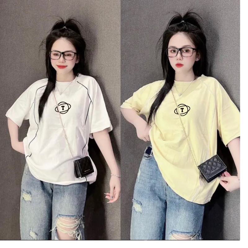 Áo phông CTK 3158 sọc sườn thêu chữ  form rộng