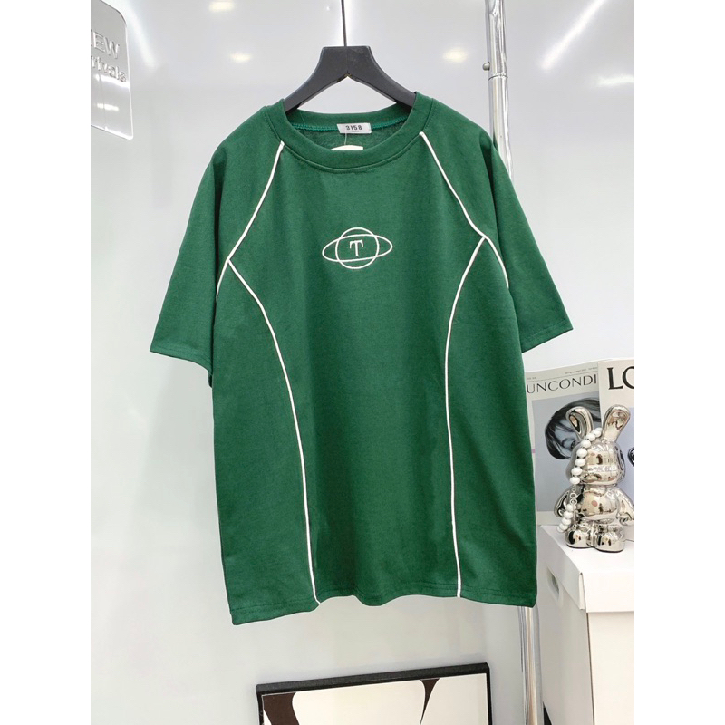 Áo phông CTK 3158 sọc sườn thêu chữ  form rộng