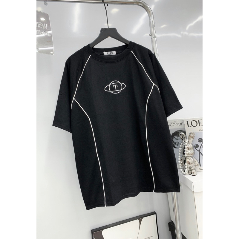 Áo phông CTK 3158 sọc sườn thêu chữ  form rộng