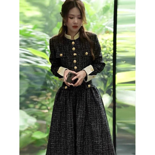  Sét Dạ Thiết Kế cổ tàu Chân Váy xoè Tiểu Thư Dress Thu đông 