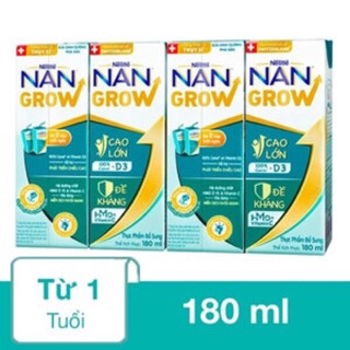 (Date 1/25) Lốc 4 hộp sữa pha sẵn neslte Nan Grow 180ml- từ 1 tuổi