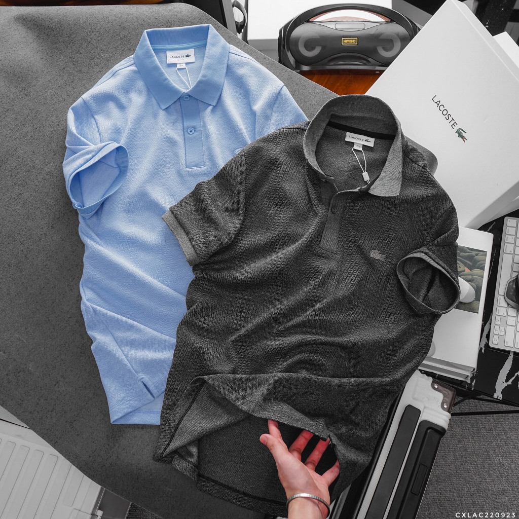 Áo Polo Nam LACOSTE 2 KHUY Phối Cổ France Cao Cấp Vải Dày Vân Xương Cá Sang Trọng Hàng Xịn Chuẩn Hãng CÓ BIG SIZE
