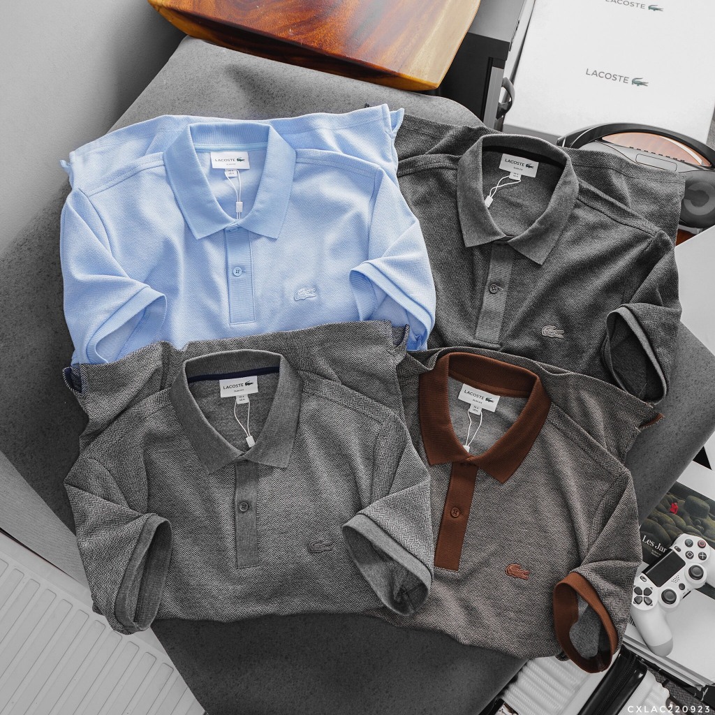 Áo Polo Nam LACOSTE 2 KHUY Phối Cổ France Cao Cấp Vải Dày Vân Xương Cá Sang Trọng Hàng Xịn Chuẩn Hãng CÓ BIG SIZE