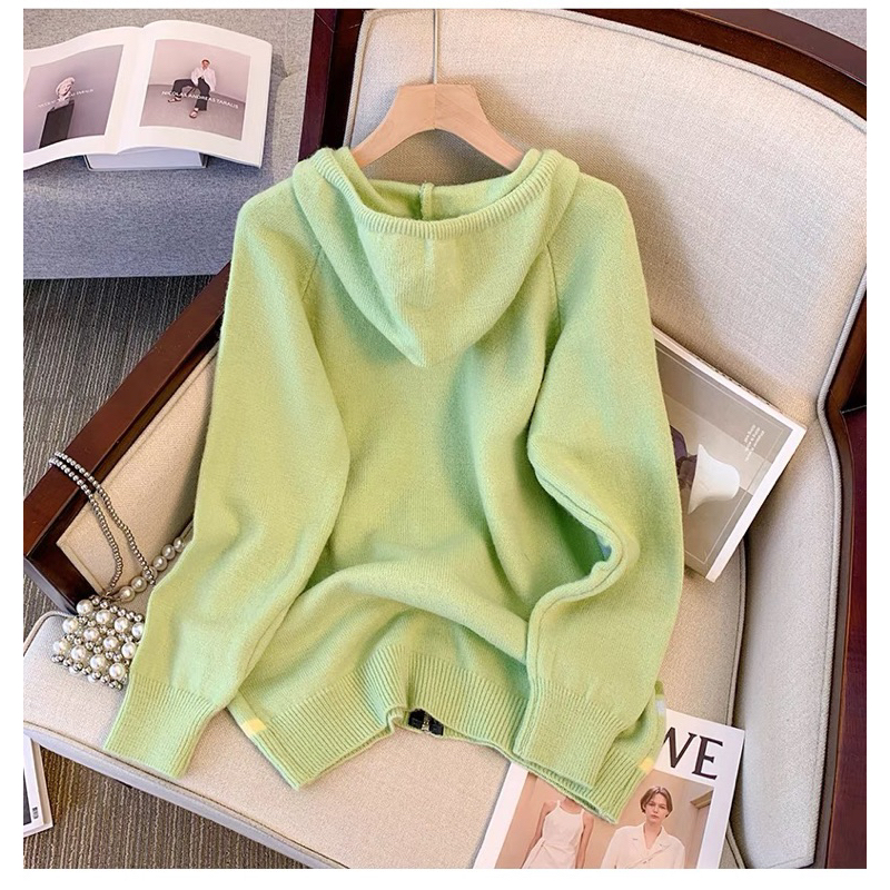 Áo khoác nữ dáng rộng, áo Cardigan len sọc xanh có mũ dáng dài siêu xinh phong cách Hàn Quốc - 168