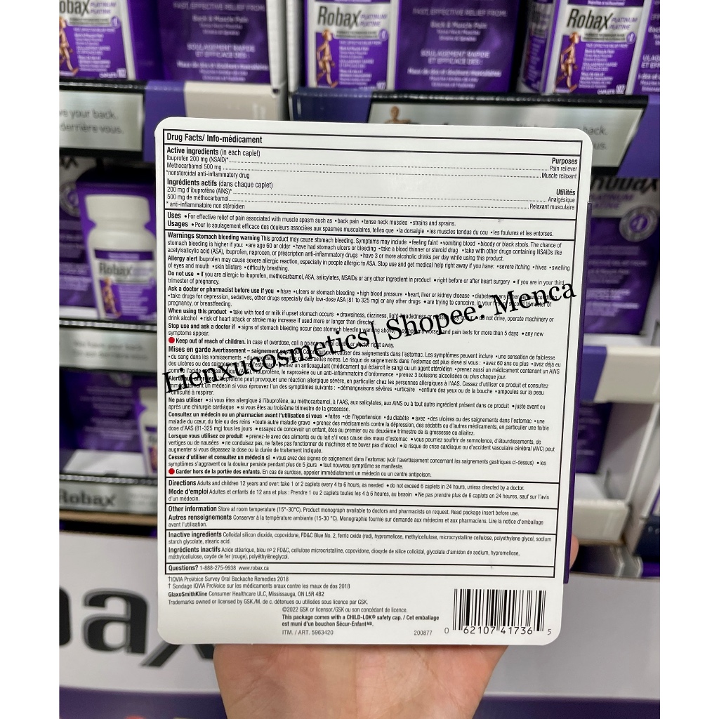 TPCN cho cơ, xương, khớp Robax Platinum, hộp 102 viên