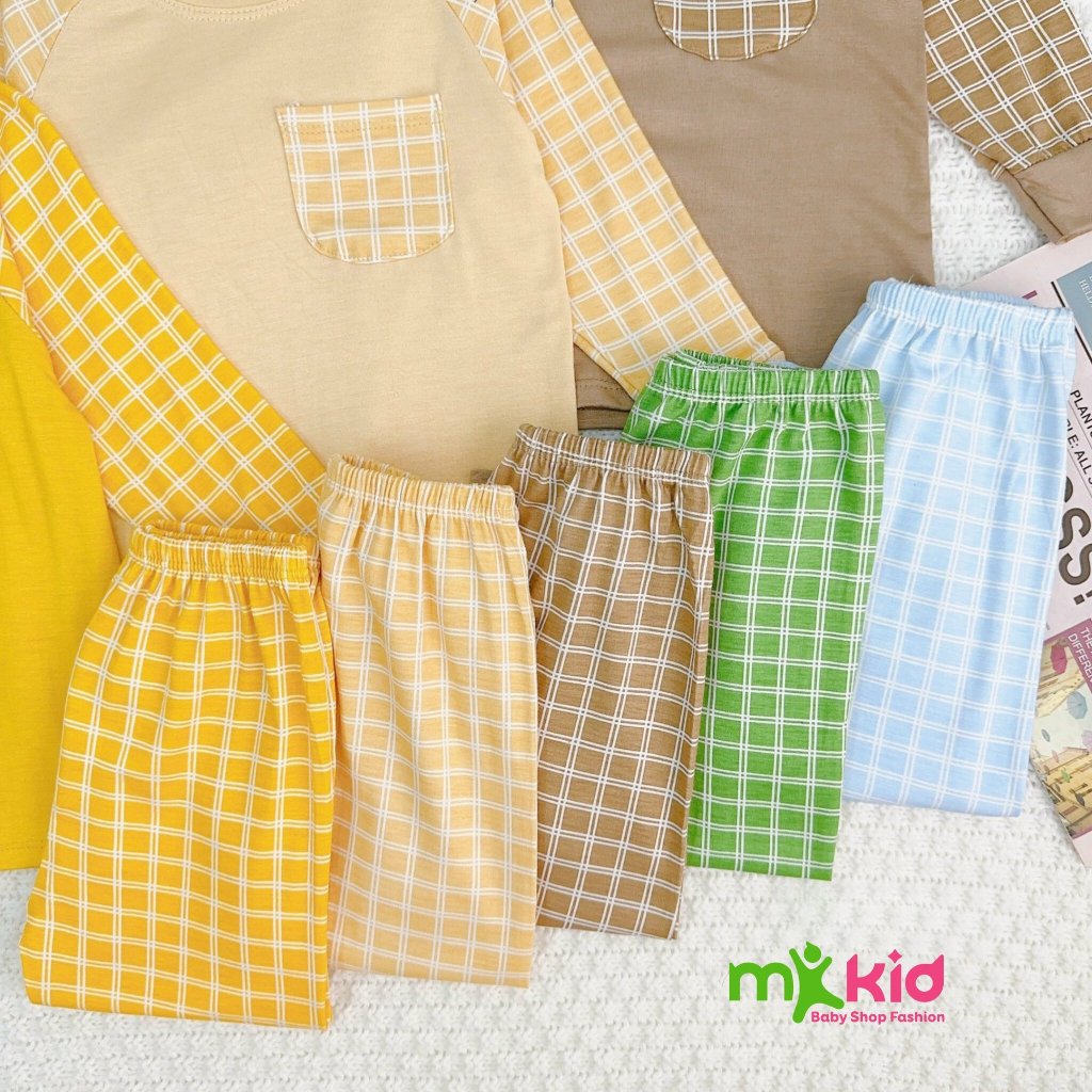 Quần áo trẻ em MK KID cho bé trai bé gái từ 8-26kg💖Bộ Dài tay hoạ tiết Karo thun lạnh cao cấp co giãn 4 chiều