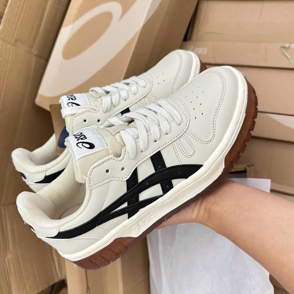 Giày Asics Court MZ kem đen đế nâu, giày asic  sneaker Vintage Korean nam nữ mới nhất Hot Hit full Box Bill