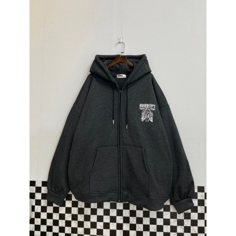 ÁO HOODIE ĐẦU LÂU ĐEN FROM RỘNG