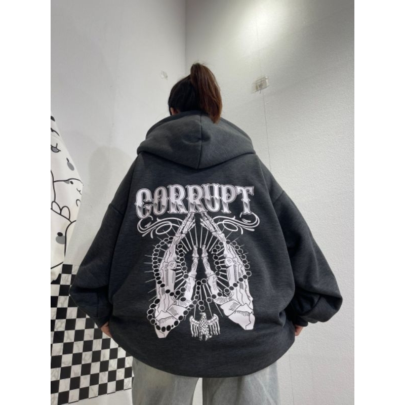 ÁO HOODIE ĐẦU LÂU ĐEN FROM RỘNG