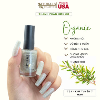 Sơn móng tay hữu cơ Kim Tuyến Màu Xám Nhạt USA NATURALS COLLECTION sử dụng được cho mẹ bầu và trẻ em - 7.5ml - 734