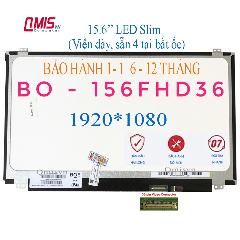 Màn hình laptop 15.6 inch slim 30 pin, Lenovo Y50 Y700 Z510, Flex 2 4, Z50-70, Z51-70, E555 U530 W540 W54, 310-15 320-15