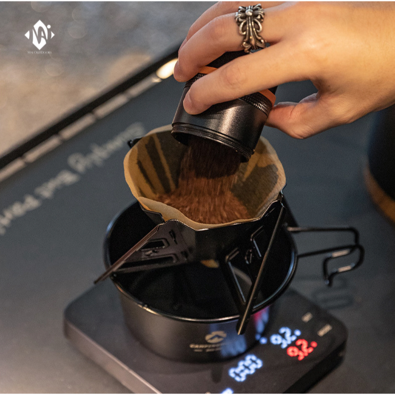 Hộp đựng trà, cà phê hợp kim nhôm mạ titanium đen Campingmoon CC-50-BK/ CC-51-BK