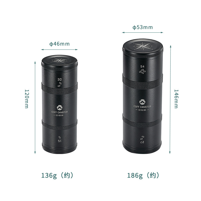 Hộp đựng trà, cà phê hợp kim nhôm mạ titanium đen Campingmoon CC-50-BK/ CC-51-BK