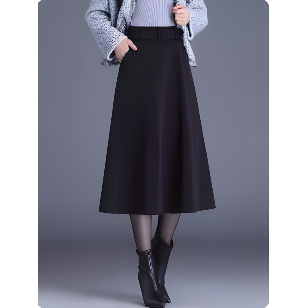 Chân Váy Xòe Dài 70cm Phối Đai_Chất Vitex Cao Cấp, Chân Váy Bigsize Công sở ,Chân Váy Dài, Chân Váy Công Sở _CV54