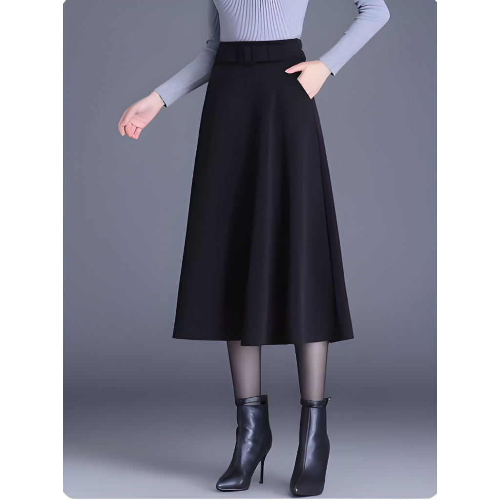 Chân Váy Xòe Dài 70cm Phối Đai_Chất Vitex Cao Cấp, Chân Váy Bigsize Công sở ,Chân Váy Dài, Chân Váy Công Sở _CV54