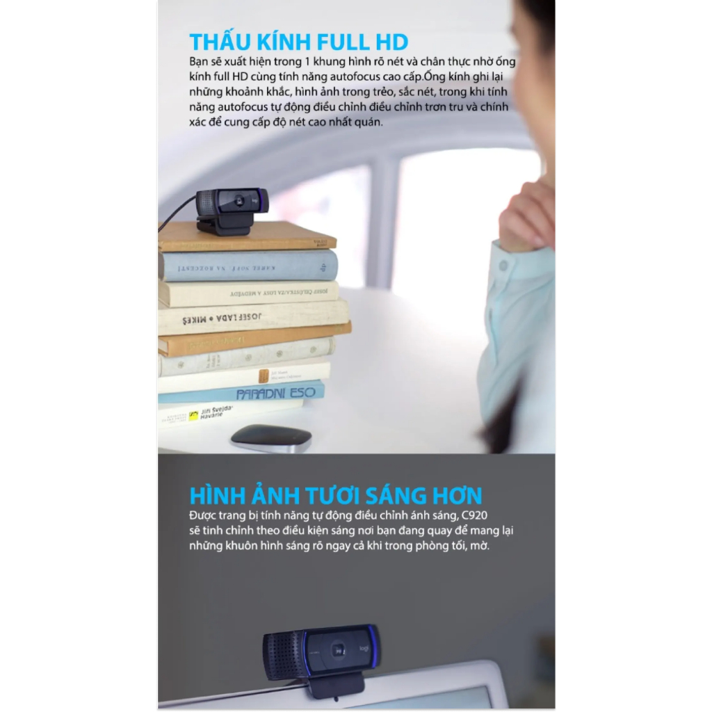 Webcam Logitech C920 Pro || Full HD 1080p 30FPS - Hàng Chính Hãng - BH 3 Năm - Có Xuất VAT
