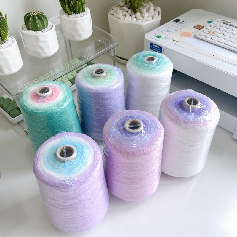 Len mohair cầu vồng móc áo sweater, cardigan, khăn choàng