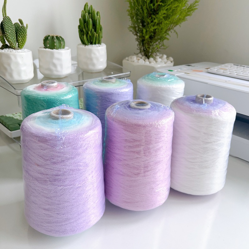 Len mohair cầu vồng móc áo sweater, cardigan, khăn choàng