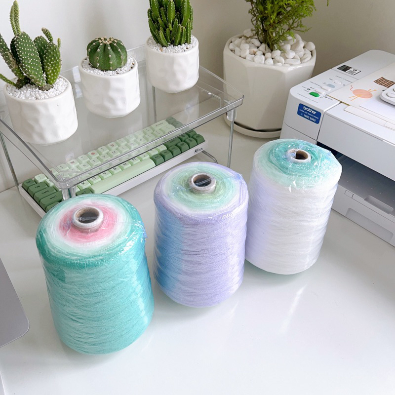 Len mohair cầu vồng móc áo sweater, cardigan, khăn choàng